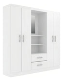 Guarda-roupa Casal Capelinha 4 Portas 2 Gavetas Com Espelho Cor Branco