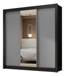 Guarda-roupa Casal 3 Porta Correr C/ Espelho Nobre Madesa Pc Cor Preto/Cinza
