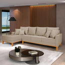 Sofá Beny Casa Imperial Com Chaise E 3 Lugares Living Sala Linho Cor Bege 201