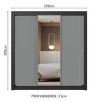 Guarda-roupa Casal 3 Porta Correr C/ Espelho Nobre Madesa Pc Cor Preto/Cinza