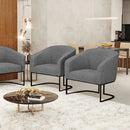 Kit 2 Poltronas Stella Linho Grafite Base Metálica Preto