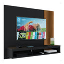 Painel Tv Até 50 Polegadas Ripado Com Nicho Inferior Simples Cor Preto / Ripado Freijo