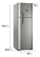 Geladeira Electrolux Frost Free 371L Turbo Congelamento Duplex Cor Inox DFX41