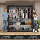 Guarda-roupa Casal 3 Porta Correr C/ Espelho Nobre Madesa Pc Cor Preto/Cinza