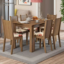 Sala De Jantar Madesa Maris Mesa Tampo De Madeira 6 Cadeiras Cor Rustic/Floral Hibiscos 044825ZXTFLH