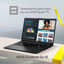 Notebook ASUS Vivobook Go 15 E1504 AMD RYZEN 5 7520U 8GB Ram 256GB SSD Linux KeepOS 15,6” FHD Black E1504FA-NJ731