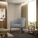 Kit 2 Poltronas Stella Linho Grafite Base Metálica Preto