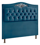 Cabeceira Estofada Holanda 1,60 Queen Veludo Star Confort Cor Azul