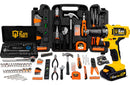 Jogo De Ferramentas 169 Peças Com Maleta E Furadeira Parafusadeira Sem Fio A Bateria Tb-12e 12v 3/8 10mm The Black Tools