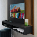 Painel Tv Até 50 Polegadas Ripado Com Nicho Inferior Simples Cor Preto / Ripado Freijo