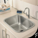 Tanque Lavanderia Monobloco 50x45cm Aço Inox Escovado Acetinado de Encaixe Embutir ou Sobrepor 30 Litros Completo Com Válvula e Sifão Premium - SOFTINOX