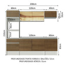 Armário De Cozinha Completa Madesa Diamante Balcão E Tampo Cor Branco/Rustic