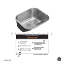 Tanque Aço Inox Monobloco 50x45cm Atikum Prata Escovado - Pingoo.casa