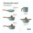 Jogo De Panelas Cerâmico Triplo Indução Tuut Ecoglid 5 Peças Cor Preto Granito