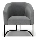 Kit 2 Poltronas Stella Linho Grafite Base Metálica Preto